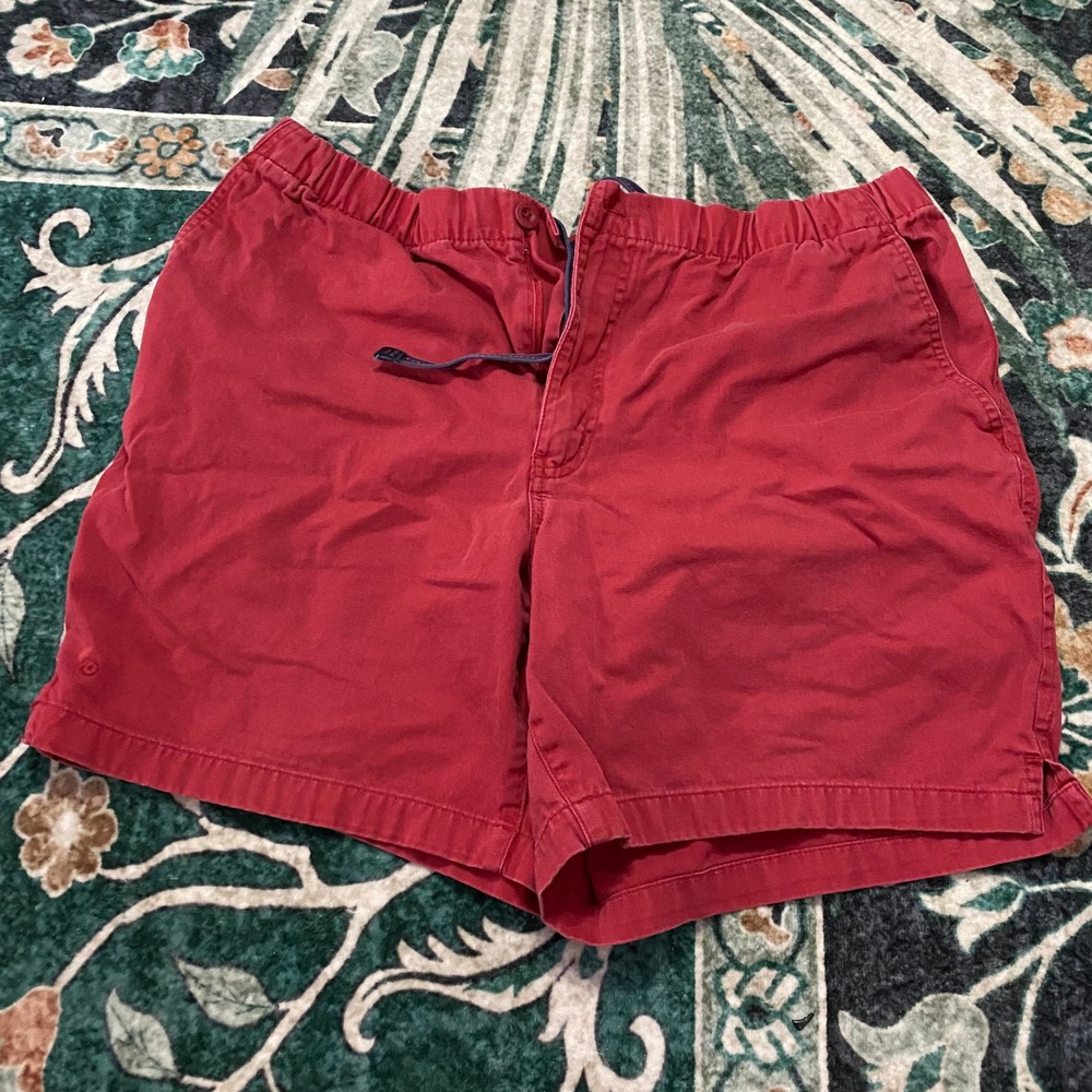 IZOD PFX Shorts Mens Large Red Cotton Elastic Waist Drawstring Casual Twill